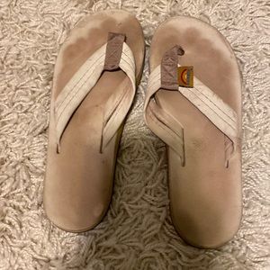 Size 8 rainbow flip flops - white/cream